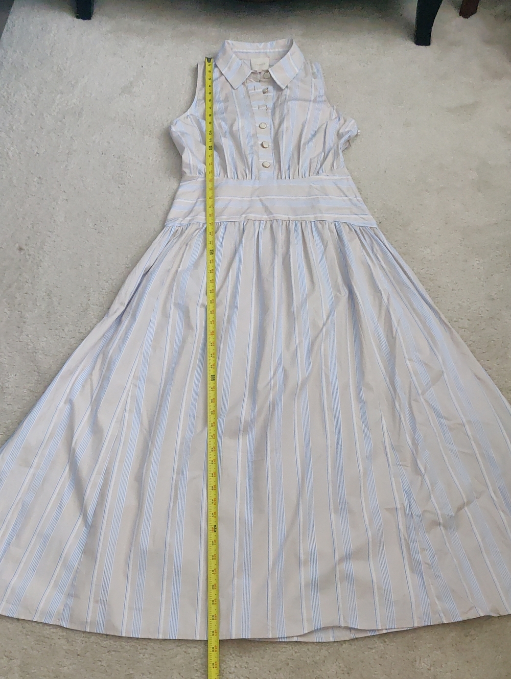 New! Parker Sleeveless Collared Stripe Maxi Dress Y2K Cottagecore Shabby Chic - Picture 10 of 14